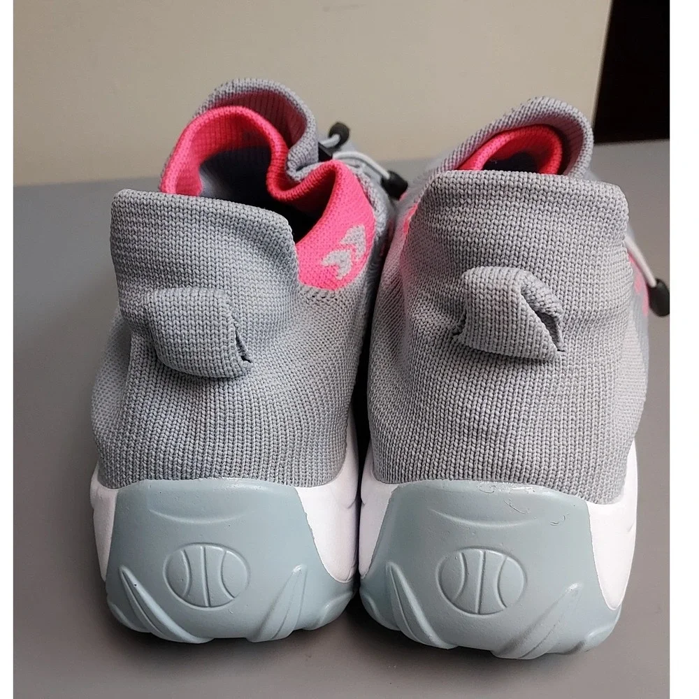 MDDR TikTok Walking Shoes Womens 10 Gray Pink Bungee Lace Knit Mesh Sneakers